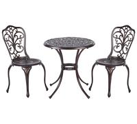 Ensemble de Balcon en Métal pour Jardin Extérieur Table et Chaises Marron Triora