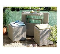Ensemble De Balcon Table Et Pouf Ou Banc Gris Java - Jardideco Multicolore