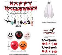 Ensemble de Ballon Halloween Decoration FONGWAN Article de Fête Bannière Crâne Citrouille Guirlande De Papier - C Multicolore G