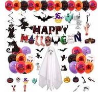 Ensemble de Ballon Halloween Decoration FONGWAN Article de Fête Bannière Crâne Citrouille Guirlande De Papier - B Multicolore G
