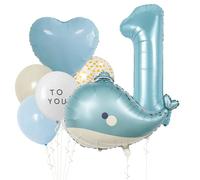 Ensemble de Ballons Baleine Grands,Décoration 1er anniversaire Baleine ballons,Balein-Ballon Aluminium à l'hélium, ballon 1er anniversaire fille ballo,XXL Chiffre 1 Ballo pour Mignons Décorations