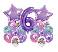 Ensemble de ballons d'anniversaire numérotés 6 de couleur violette, décoration de fête sur le thème des dessins animés, ballons en feuille d'aluminium en forme d'étoile, ballons en latex, fournitures