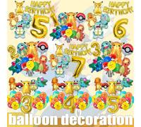 Ensemble de ballons de décoration pour fête d'anniversaire Pokémon Pikachu POKEMON GO Eevee Charizard Squirtle Ballon en feuille 3D debout Fournitures de fête C style 6