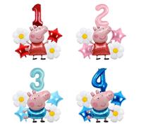 Ensemble de ballons en aluminium sur le thème de Peppa Pig, décoration de fête d'anniversaire pour enfants, toile de fond en film PET, jouets pour bébé fille, cadeau de baby shower B 5