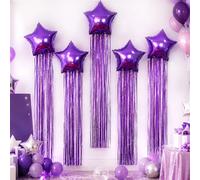Ensemble de ballons étoiles à cinq branches et rideau de pluie à franges pour fêtes d'anniversaire, mariages, baby showers, décorations de fête red