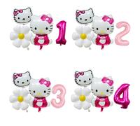 Ensemble de ballons Hello Kitty, ballons en aluminium avec chat de dessin animé Kawaii, décoration de fête d'anniversaire pour filles, fournitures de réception-cadeau pour bébé B 4
