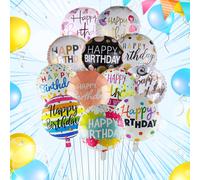 Ensemble de ballons ronds joyeux anniversaire de 18 pouces, 10 pièces, décorations de fête d'anniversaire, ballon à hélium à thème d'anniversaire, style aléatoire mix Candy