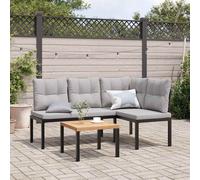vidaXL Ensemble de bancs de jardin 3 pièces noir Acier revêtu par poudre