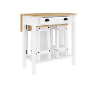 Ensemble de bar 3 pcs blanc bois de pin massif