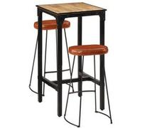 Ensemble de bar 3 pcs bois de manguier brut massif et métal Bois G