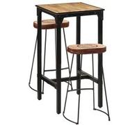 Ensemble de bar 3 pcs bois de manguier brut massif et métal Bois G