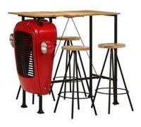 Ensemble de bar 5 pcs bois de manguier massi vidaXL 4009369 Rouge G