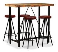 Vidaxl Ensemble De Bar 5 Pcs Bois Massif Recy t Cuir Véritable
