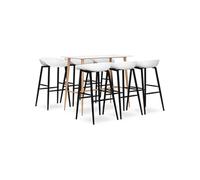 Ensemble de Bar 7 pcs Meubles de Pub Ensemble de Comptoir Table et Chaises de Bistrot Mobilier de Bar Maison Intérieur Restaurant Blanc