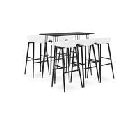 Ensemble de Bar 7 pcs Mobilier de Bistrot Meubles de Pub Ensemble de Comptoir Table et Chaises de Bar Restaurant Maison Intérieur Noir et Blanc
