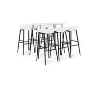 Ensemble de Bar 7 pcs Mobilier de Bistrot Meubles de Pub Ensemble de Comptoir Table et Chaises de Bar Restaurant Maison Intérieur Blanc