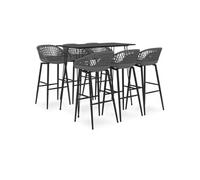 vidaXL Ensemble de bar 7 pcs Noir et gris