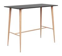 Ensemble de bar 7 pièces table noire et 6 tabourets blancs en MDF PP métal | Plateau MDF, pieds en métal effet bois, assise 74,5 cm, dossier bas en maille, max 110 kg, utilisation intérieure et