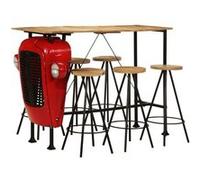 Ensemble de bar 7 Pièces vidaXL en bois de manguier massif Rouge G