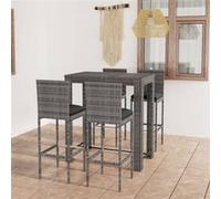 vidaXL Ensemble bar de jardin 5 pièces Poly rotin avec coussins Gris