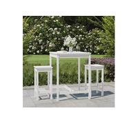 vidaXL Ensemble bar de jardin 3 pièces blanc pin massif