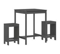 Ensemble de bar de jardin 3 pcs gris bois de pin massif