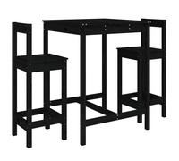 Ensemble de bar de jardin 3 pcs noir bois de pin massif