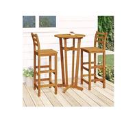 vidaXL Ensemble de bar de jardin 3 pièces - Bois massif d'acacia, table et chaises avec repose-pieds