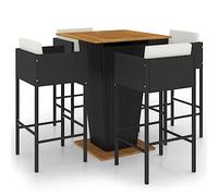 vidaXL Ensemble bar de jardin 5 pièces avec coussins Poly rotin noir