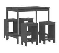 Ensemble de bar de jardin 5 pcs gris bois de pin massif