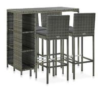 Ensemble de bar de jardin 5 pcs - Résine tressée grise