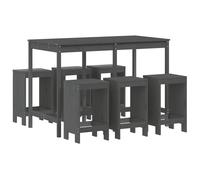Ensemble de bar de jardin 7 pcs gris bois de pin massif