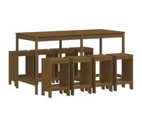 Ensemble de bar de jardin 9 pcs marron miel bois de pin massif