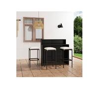 Ensemble de bar de jardin avec coussins 4 pcs Noir Noir G