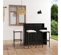 vidaXL Ensemble bar de jardin 4 pièces avec coussins Noir