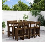 vidaXL Ensemble bar de jardin 9 pièces pin massif brun miel