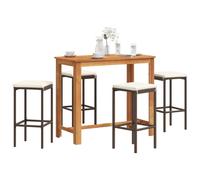 vidaXL Ensemble bar de jardin 7 pièces Bois massif acacia et poly rotin Brun
