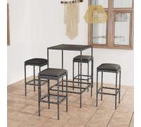 vidaXL Ensemble bar de jardin 5 pièces avec coussins Poly rotin gris