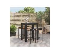 vidaXL – Ensemble de bar de jardin 5 pièces – Noir – Poly rotin & bois massif acacia