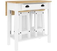 Ensemble de bar vidaXL 3 pcs blanc bois de pin massif G