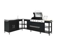 Ensemble de barbecue à gaz 4 + 1 Angle DE & AT modèle en acier inoxydable avec brûleur latéral 48 000 BTU 10 000 BTU Allumage électronique Système de cuisine d'extérieur mobile avec planche à découper