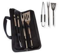 Ensemble de barbecue comprenant 3 pièces, en acier inoxydable, avec spatule, fourchette et pince