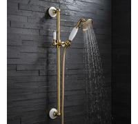 Ensemble de barre de douche avec douchette PaulGurkes en or rétro antique