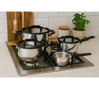 Ensemble de batterie de cuisine – Convient à tous les types de plaques de cuisson, y compris l'induction – Style confortable et tendance – Cascade – Acier inoxydable – 7 pièces