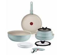 Ensemble de batterie de cuisine Tefal Ingenio Serenity, 11 pièces – Ensemble empilable et gain de place, en aluminium, avec revêtement antiadhésif Mineralia, manche amovible, compatible avec toutes le