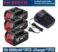 Ensemble de batteries 18V 6,0Ah - Batteries de remplacement lithium-ion - 3 batteries de 6000 mAh - Pour outils électriques sans fil - Avec indicateur de niveau de charge - Inclut un chargeur