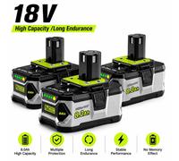 Ensemble de batteries - Batteries de rechange lithium-ion - Lot de 3 - 8 Ah (8000 mAh) - Batteries - Pour outils électriques - Compatible avec les modèles P104, P107, P108 et P109 - Batteries uniqueme