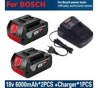 Ensemble de batteries lithium-ion 18V - Batteries de rechange et chargeur - 2 batteries de 6,0 Ah (6000 mAh) - Pour perceuses sans fil et outils électriques - Batterie de remplacement - Chargeur rapid