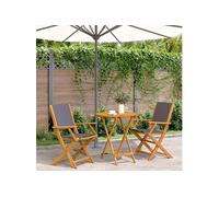 vidaXL Ensemble bistro 3 pièces – Anthracite, tissu et bois massif