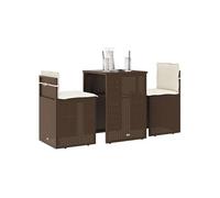 vidaXL Ensemble Bistro 3 pièces avec coussins Marron Poly Rattan